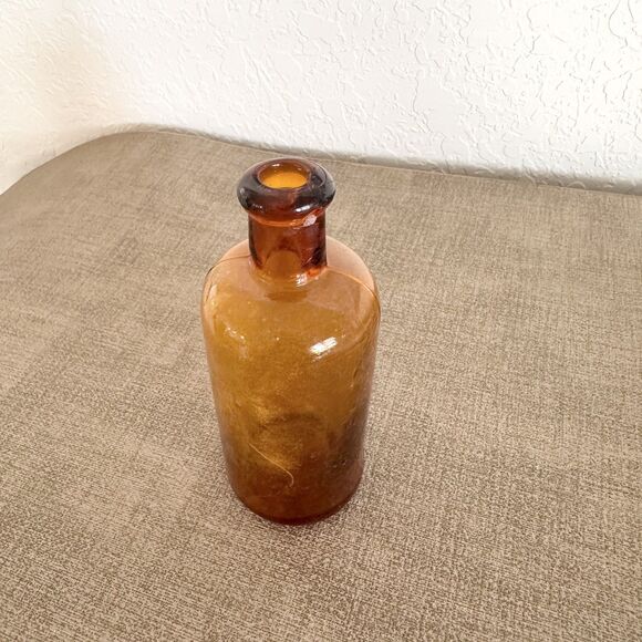 Vintage Amber Apothecary Glass Bottle 5" Tall - Picture 6 of 10